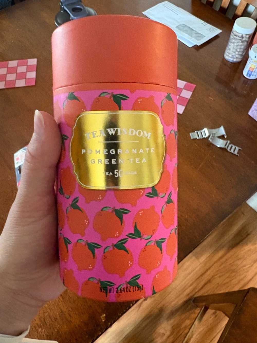 Pomegranate Green Tea Canister - Pink/Orange